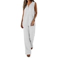 thumbnail image 1 of Zynoxe Two Piece Sets for Women Breathable Comfy Womens Sets with Pockets Women's V Neck Linen Tanks Top Long Pants Set Relaxed Casual Solid Color Summer Outfits M, 1 of 9