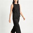 thumbnail image 1 of Zynoxe Two Piece Sets for Women Casual Drawstring Elastic Waist Capri Pants Round Neck Tank Tops Summer Loose Fit Plus Size Lounge Sets with Pockets Black S, 1 of 8