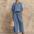 thumbnail image 1 of Zynoxe Two Piece Sets for Women With Pockets Trendy Zipper V Neck Puff Sleeve Top Elastic Waist Drawstring Wide Leg Pants Set Soft Breathable Lounge Set Versatile Solid Color Vacation Outfits S, 1 of 7