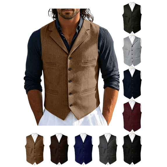 Zynoxe Vest Jackets for Men with Multiple Pockets Classic Sleeveless Lapel V Neck Jackets Single Breasted Mens Blazer Vest Fashionable Solid Color Casual Outer Gilet Blue M