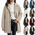 thumbnail image 1 of Zynoxe Women Teddy Mid‑length Coat Winter Warm Notch Collar Long Sleeve Two Button Sherpa Jackets Casual Soft Versatile Loose Fit Teddy Jackets, 1 of 5