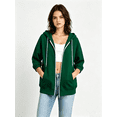 thumbnail image 1 of Zynoxe Women's Casual 3/4 Sleeve Jacket Drawstring Elastic Cuffs Zip Up Hoodie for Women Versatile Fashionable Solid Color Fashion Clothing Lightweight Breathable Loose-Fit Outerwear With Pockets M, 1 of 6