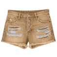 thumbnail image 1 of Zynoxe Women's Denim Shorts with Pockets Trendy High-Waisted Frayed Jean Shorts Straight-Leg Button Ladies Shorts S, 1 of 6