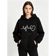 thumbnail image 1 of Zynoxe Women's Heart Print Sweatshirt with Kangaroo Pocket Drawstring Lightweight Hoodies for Women Comfort Elastic Ribbed Cuffs Hem Pullover Hoodie Oversized Long Sleeve Athletic Tops S, 1 of 7