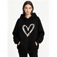 thumbnail image 1 of Zynoxe Women's Heart Print Sweatshirt with Kangaroo Pocket Drawstring Lightweight Hoodies for Women Comfort Elastic Ribbed Cuffs Hem Pullover Hoodie Oversized Long Sleeve Athletic Tops XL, 1 of 6