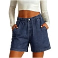 thumbnail image 1 of Zynoxe Women's High Waisted Shorts with Pockets Comfort Stretch Jeans for Women Form-Fitting Mid-Thigh Denim Shorts Summer Trendy Versatile Solid Color Casual Shorts M, 1 of 9