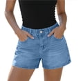 thumbnail image 1 of Zynoxe Women's High Waisted Shorts with Pockets Comfort Stretch Jeans for Women Form-Fitting Mid-Thigh Denim Shorts Summer Trendy Versatile Solid Color Casual Shorts M, 1 of 8