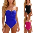thumbnail image 1 of Zynoxe Women's One Piece Swimsuit Fashion Off Shoulder Sweetheart Neck Drawstring Bathing Suits Summer Beach Tummy Control Swimsuits for Women Hot Pink S, 1 of 6