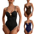thumbnail image 1 of Zynoxe Women's One Piece Swimsuit Sweetheart Neck with Gold Shell Tummy Control Swimsuits Stretchy Adjustable Straps Summer Lounge Beach Bathing Suit Navy M, 1 of 9