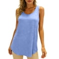 thumbnail image 1 of Zynoxe Women's Tops Casual Solid Color Crew Neck Tank Tops Versatile Comfortable Sleeveless Undershirt T Shirts for Women (Blue,XL), 1 of 5
