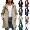 thumbnail image 1 of Zynoxe Women's Windbreaker Jackets Lightweight Zip Up Waterproof Jackets for Women Relaxed Mid Length Long Sleeve Drawstring Hooded Jacket Versatile Solid Color Outdoor Coat with Side Pockets S, 1 of 10