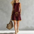 thumbnail image 1 of Zynoxe Womens 2 Piece Outfits With Pockets Casual Crew Neck Sleeveless Tank Top Elatic Waist Drawstring Shorts Set Fashion Color Block Trimmed Hem Summer Sets Plus Size Lounge Set for Women S, 1 of 7