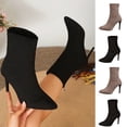 thumbnail image 1 of Zynoxe Womens Ankle Boots Elegant Pointed Toe Boots for Women Soft Faux Suede Casual Short Boots With Back Zipper Fashion Slim Stiletto Heel Booties for Parties Office Wear Black 5.5, 1 of 10