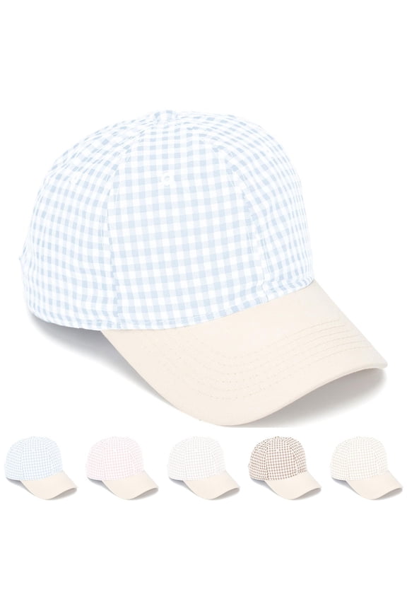 Womens Baseball Cap Fashion Versatile Plaid Sun Protection Adjustable Summer Hat Casual Breathable Lightweight Sun Hat