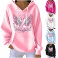 thumbnail image 1 of Zynoxe Womens Breast Cancer Awareness Hoodies Casual Soft Ribbed Knit Drop Shoulder Long Sleeve Lounge Hooded Sweatshirt with Pocket Hot Pink2 M, 1 of 5