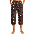 thumbnail image 1 of Zynoxe Womens Capri Pants Lounge Straight Breathable Halloween Printed Elastic Waist Plus Size Trousers with Pockets Trendy Streetwear Pajama Pants, 1 of 5