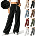 thumbnail image 1 of Zynoxe Womens Corduroy Pants Casual Soft High Waist Drawstring Wide Leg Pants with Pockets Vintage Straight Relaxed Lounge Trousers White S, 1 of 8