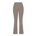 thumbnail image 1 of Zynoxe Womens Flare Yoga Pants High Waisted Tummy Control Full Length Pants with Pockets Solid Color Fitness Elastic Waist Gym Workout Womens Plus Size Bootcut Leggings Khaki XXL, 1 of 4