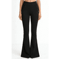 thumbnail image 1 of Zynoxe Womens Flare Yoga Pants High Waisted Tummy Control Full Length Pants with Pockets Solid Color Fitness Elastic Waist Gym Workout Womens Plus Size Bootcut Leggings Black S, 1 of 5