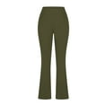 thumbnail image 1 of Zynoxe Womens Flare Yoga Pants High Waisted Tummy Control Full Length Pants with Pockets Solid Color Fitness Elastic Waist Gym Workout Womens Plus Size Bootcut Leggings Army Green L, 1 of 4