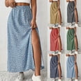 thumbnail image 1 of Zynoxe Womens Midi Skirts Fashion Floral Printed Elastic High Waist Side Split Boho Skirts Lounge Breathable Loose Dating Travel Casual Flowy Skirts Navy L, 1 of 8