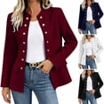thumbnail image 1 of Zynoxe Womens Plus Size Blazer Elegant Stand Collar Long Sleeve Button Down Suit Jacket with Pockets Trendy Open Front Business Work Cardigan Navy M, 1 of 9