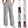 thumbnail image 1 of Zynoxe Womens Plus Size Dress Pants Trendy Straight High Waisted Wide Leg Pants Solid Color Loose Business Casual Pants with Pockets Navy S, 1 of 9