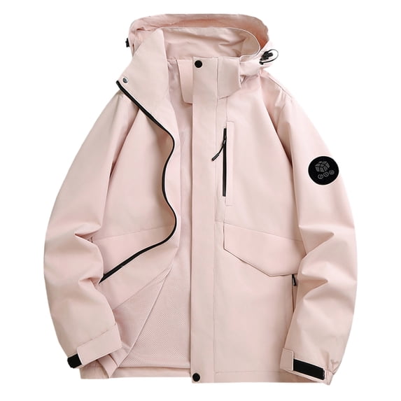 Zynoxe Womens Plus Size Rain Jacket Trendy Lightweight Zip-Up Long Sleeve Hooded Windbreaker Waterproof Rain Coat with Pockets Pink S