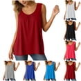 thumbnail image 1 of Zynoxe Womens Plus Size Tank Tops Fashion Ruched U-neck Sleeveless Tees Casual Flowy Loose Fit Ventilate Summer Beach Vacation Cotton Linen Tops Black XL, 1 of 7