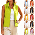 thumbnail image 1 of Zynoxe Womens Plus Size Vest Solid Color Lightweight Stand Collar Zip Up Sports Vest with Zipper Pockets Trendy Loose Comfy Fall Vest, 1 of 7