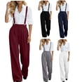 thumbnail image 1 of Zynoxe Womens Plus Size Wide Leg Pants Trendy Straight Pleated Detachable Suspender High Waistband Suit Trousers with Pockets Gray S, 1 of 7