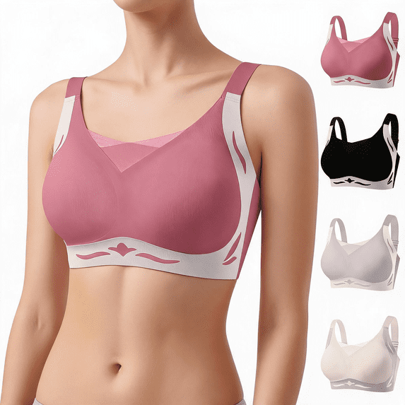 Zynoxe Womens Push Up Bras Casual Color Block Breathable Adjustable Strap Sports Bras for Women Trendy Full Coverage Supportive Wireless Bras