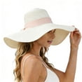 thumbnail image 1 of Zynoxe Womens Sun Straw Hat Trendy Sun Protection Wide Brim Bow Trim Beach Hat Casual Foldable Floppy Summer Hat, 1 of 6