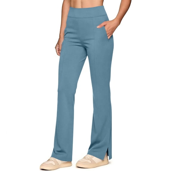 Zynoxe Womens Sweatpants Comfy Stretchy Elastic Waist Flare Yoga Pants for Women Versatile Casual Solid Color Bootcut Pants Fashion Side Split Joggers Trousers with Pockets S