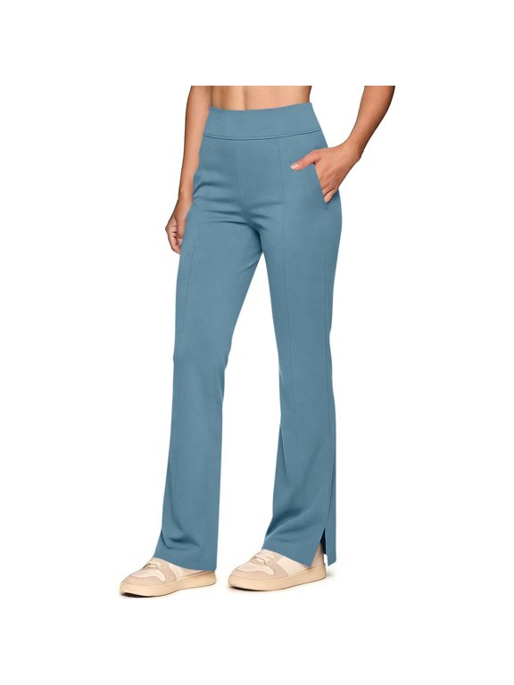 Womens Sweatpants Comfy Stretchy Elastic Waist Flare Yoga Pants for Women Versatile Casual Solid Color Bootcut Pants Fashion Side Split Joggers Trousers with Pockets S