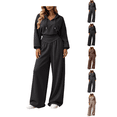 thumbnail image 1 of Zynoxe Womens Sweatsuits 2 Piece Set Comfort Drawstring Hooded Sweatshirt & Elastic High Waist Wide Leg Pants Suit Versatile Casual Track Suits Fashion Solid Color Suit Set with Pockets S, 1 of 10