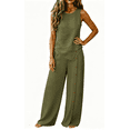 thumbnail image 1 of Zynoxe Womens Two Piece Linen Sets Elegant Button Tank Top Wide Leg Pants Plus Size Outfits Summer Business Casual Outfits with PocketsGreenL, 1 of 7