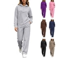 thumbnail image 1 of Zynoxe Womens Two Piece Sweatsuits Sets Casual Solid Color Zipper Hoodies and Wide Leg Pants Lounge Sets Trendy Soft Comfortable Matching Outfit Coffee XL, 1 of 6