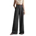 thumbnail image 1 of Zynoxe Womens Wide Leg Pants Casual Business High Waisted Straight Dressy Pants with Pockets Trendy Flowy Loose Ventilate Work Office Palazzo Pants for Women Dark Gray L, 1 of 6