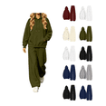 thumbnail image 1 of Zynoxe womens sweatsuits 2 piece set relaxed long sleeve drawstring hooded sweatshirt & curved wide leg sweatpants suit soft fleece lounge sets loose solid color track suits with pocket 2XL, 1 of 3