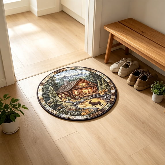 Zynviq 15.7" X 15.7" Area Rugs 3d Throw Rug Flock Multicolor Washable Round Small Rug for Couch