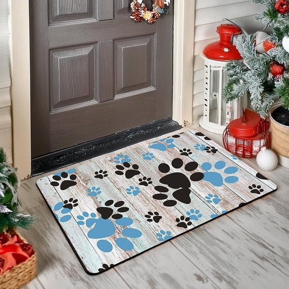 Zynviq 15.7" X 23.6" Area Rugs Paw Prints Throw Rug Pets Diatom Ooze Rectangular Multicolor Washable Small Rug for Family Room