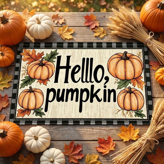 Zynviq 15.7" X 23.6" Area Rugs Pumpkin Thanksgiving Throw Rug Polyester Washable Beige Rectangular Small Rug for Front Door