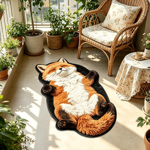 Zynviq 15.7" X 47.3" Area Rugs Cat Throw Rug Animals Flock Multicolor Washable Novelty Small Rug for Coffee Table