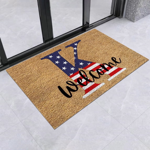 Zynviq 19.7" X 31.5" Doormats Letter Throw Rug Polyester Rectangular Washable Brown Small Rug for Bedroom