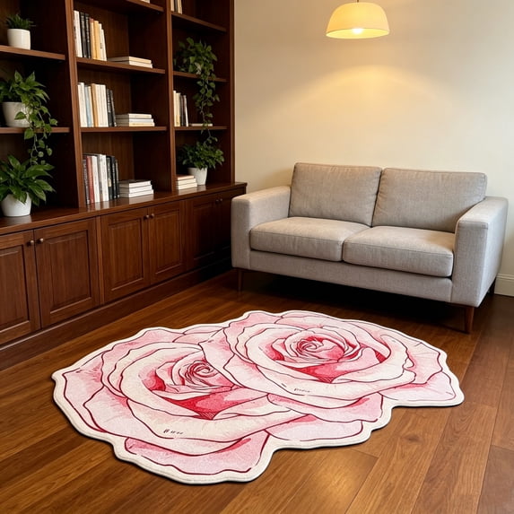 Zynviq 23.6" X 15.7" Area Rugs Flower Throw Rug Polyester Novelty Multicolor Washable Small Rug for Dining Room