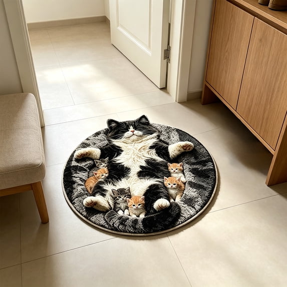 Zynviq Area Rugs 15.7" X 15.7" 3d Throw Rug Flock Animals Washable Round Multicolor Small Rug for Entryway
