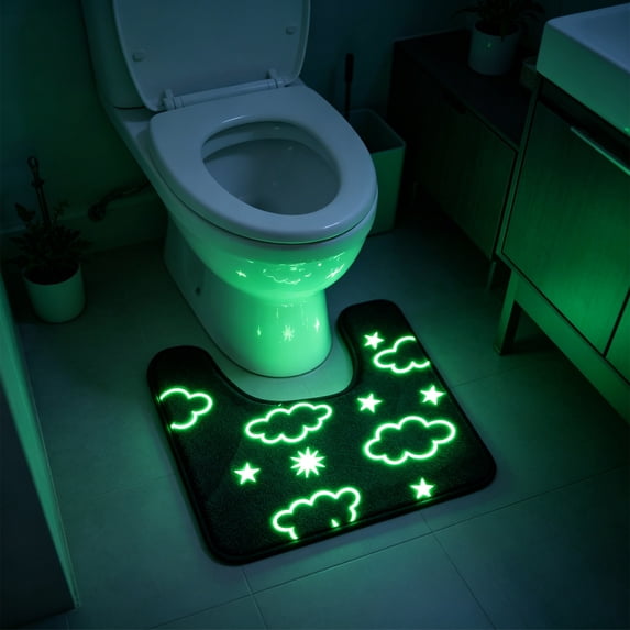 Zynviq Bathroom Rugs Clouds 19.7" X 15.7" Bath Rugs Polyester Gray U-Shaped Washable Absorbent Small Rug for Toilet