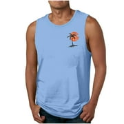 Zynviq Beach Shirts for Men Oversized Hawwaian Print Tank Tops Men Tee Shirts Clearance Sale