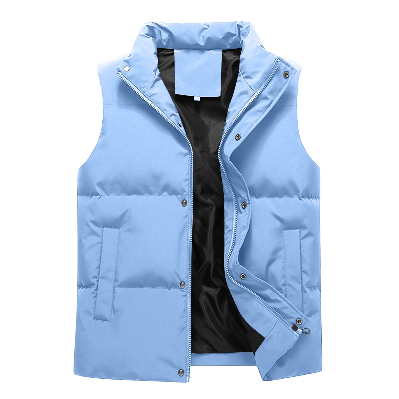 Men's Outdoor Padded Vest Coat - Stand Collar Quilted Vest, Blue, X-Large - View #4